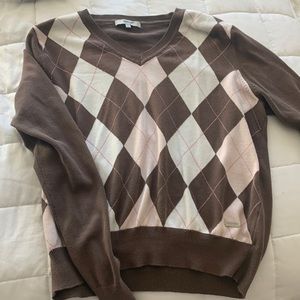 abacus pink and brown argyle sweater